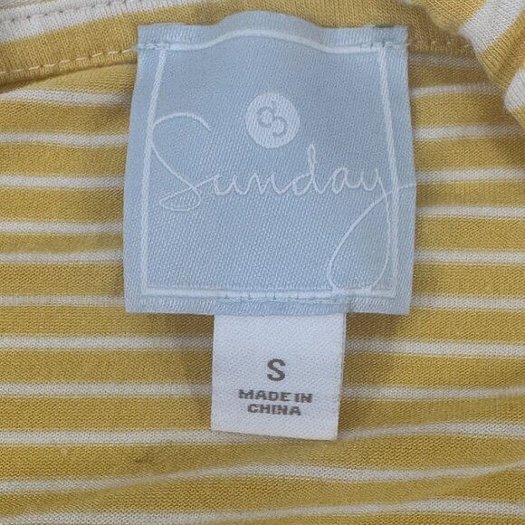 Sunday Women's Size Small Top Hoodie Striped Yellow White Preowned - Picture 3 of 14